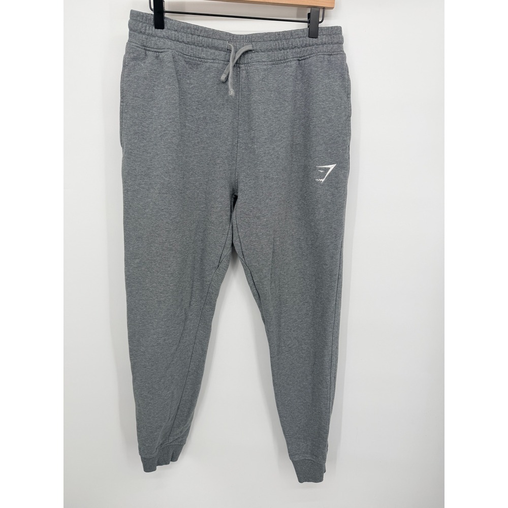 Gymshark Crest Joggers Mens Medium Grey Excellent Tapered Fleece Sweatpants